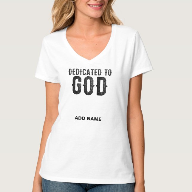 CAMISETA DEDICADO A DIOS PERSONALIZABLE GUAY TEXTO NEGRO (Anverso)