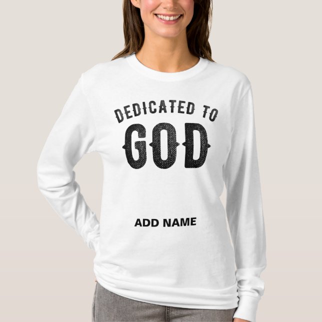 CAMISETA DEDICADO A DIOS PERSONALIZABLE GUAY TEXTO NEGRO (Anverso)