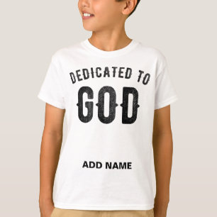 CAMISETA DEDICADO A DIOS PERSONALIZABLE GUAY TEXTO NEGRO