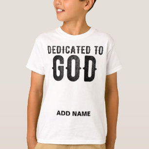CAMISETA DEDICADO A DIOS PERSONALIZABLE GUAY TEXTO NEGRO