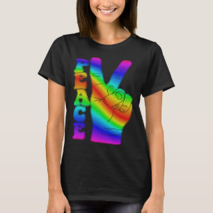 Camiseta Dedo con signo de paz Tie Dye Retro Hippie años 60