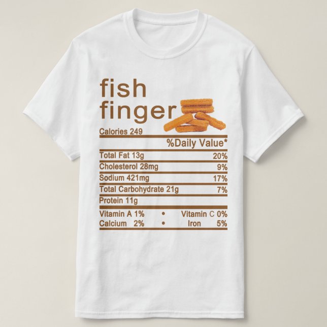 Camiseta dedo de pez Nutrición Etiqueta de hechos (Diseño del anverso)