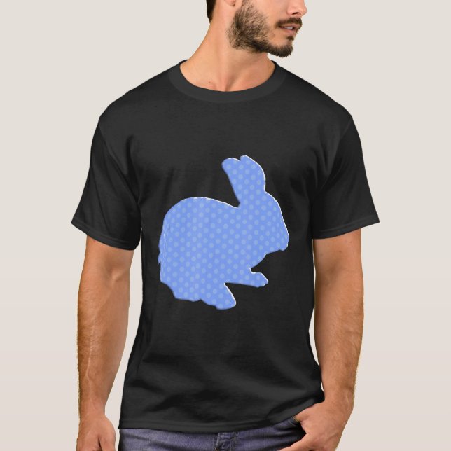 Camiseta Dedo de polka azul de conejo lindo (Anverso)