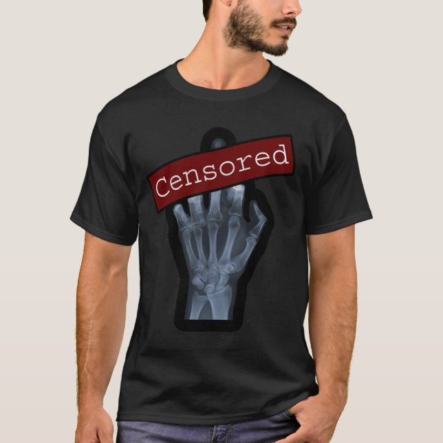 Camiseta Dedo medio censurado - negro/camiseta oscura (Anverso)