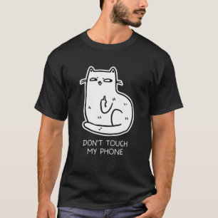 Camiseta Dedo medio del gato no toca mi teléfono divertido 