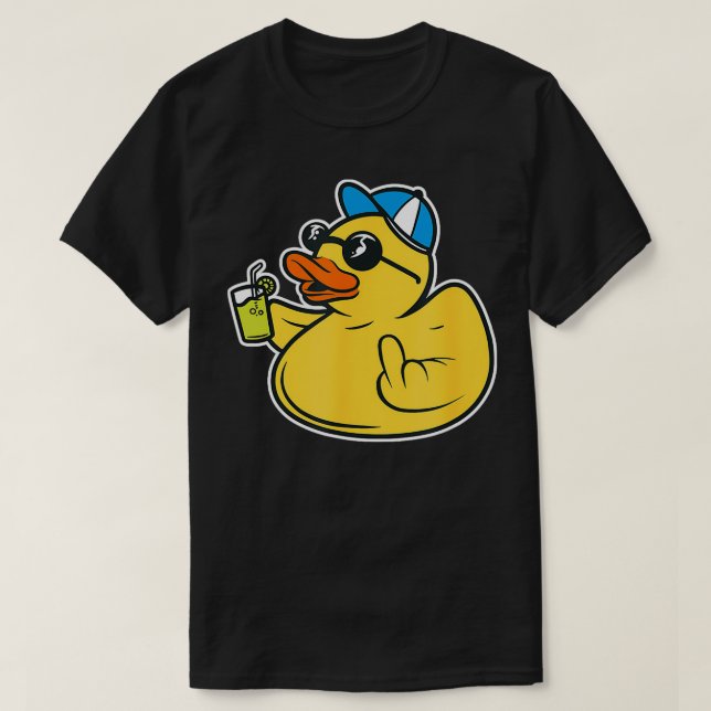 Camiseta Dedo medio del pato malvado Cheeky Rubber Duck (Diseño del anverso)