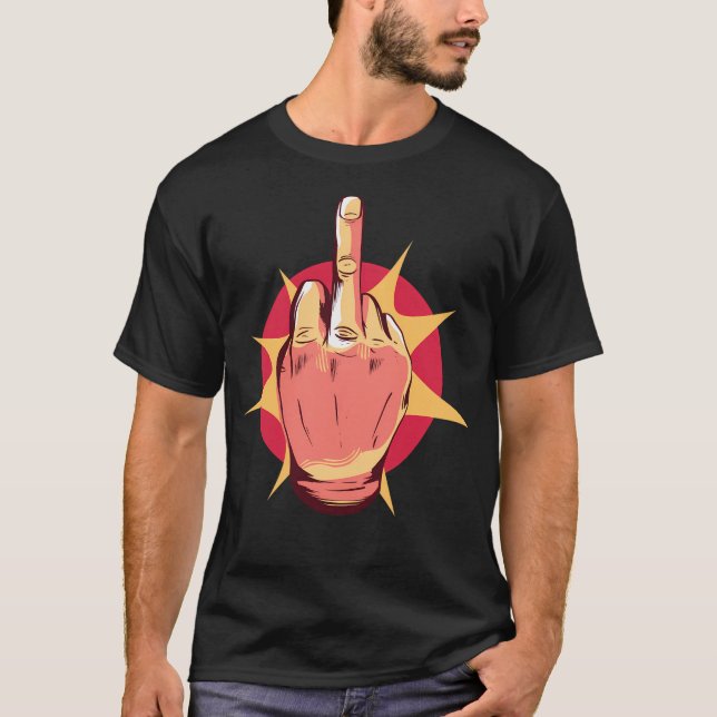 Camiseta Dedo Medio Mano. (Anverso)