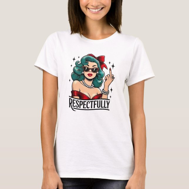 Camiseta Dedo Medio Retro Respetuosamente (Anverso)
