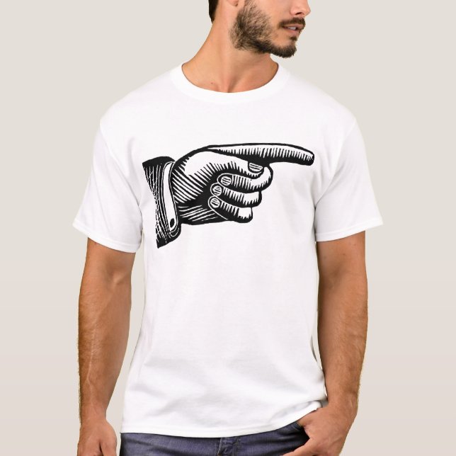 Camiseta Dedo punteagudo blanco y negro retro (Anverso)
