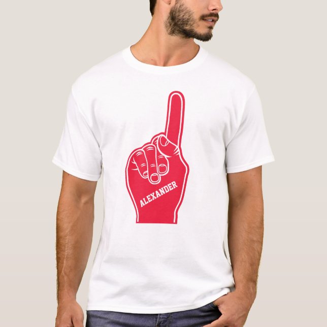 Camiseta Dedo rojo personalizado de la espuma de los (Anverso)