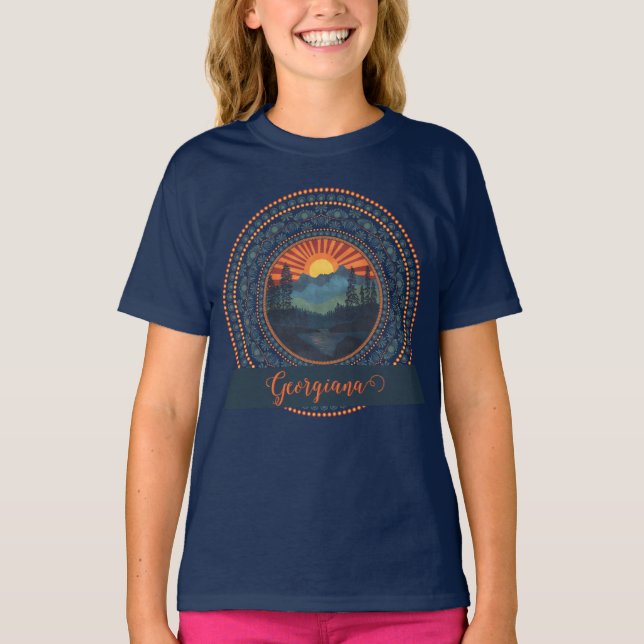 Camiseta Dedo Sunset Dot Personalizado Vintage Wilderness (Anverso)