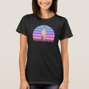 Camiseta Dedos Corazón Coreanos Retro Vintage K-Pop Corazón
