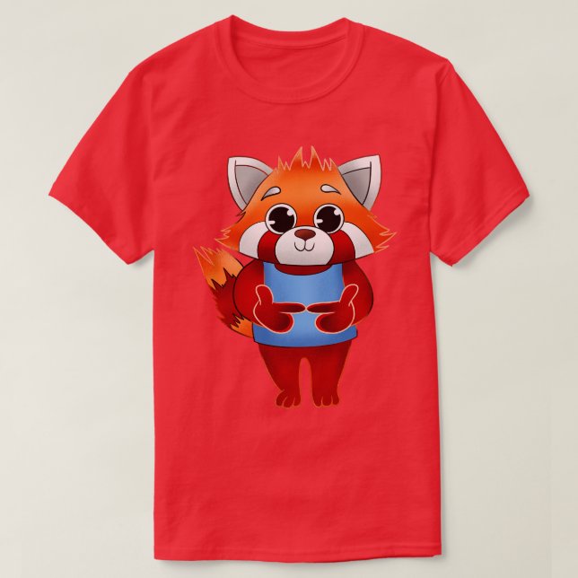 Camiseta Dedos Shy Panda Rojo (Diseño del anverso)