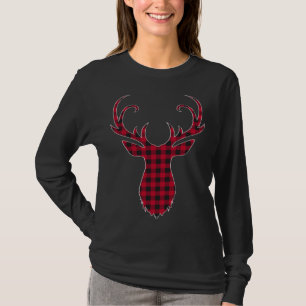 Camiseta Dee Navidades de renos rojos y negros cubiertos de