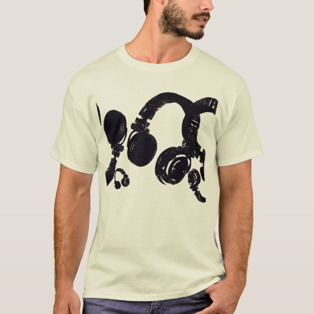 Camiseta deejay dj D.J auriculares negros . la música inspi (Anverso)