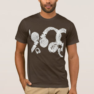 Camiseta deejay dj D.J cabeza/teléfonos blancos . inspirada