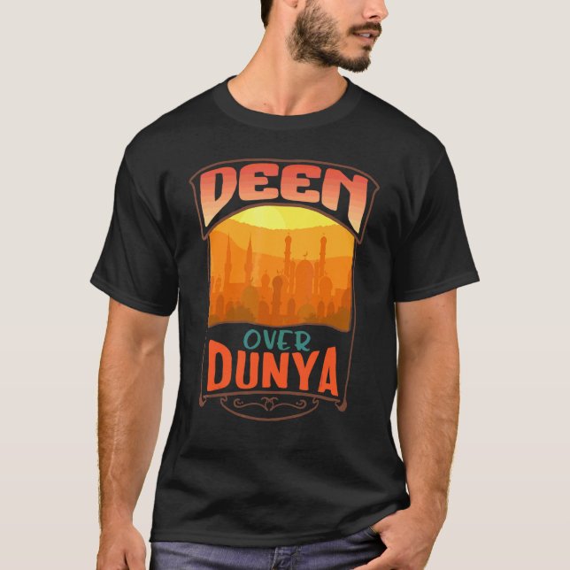 Camiseta Deen por la mezquita musulmana de Dunya rezando el (Anverso)