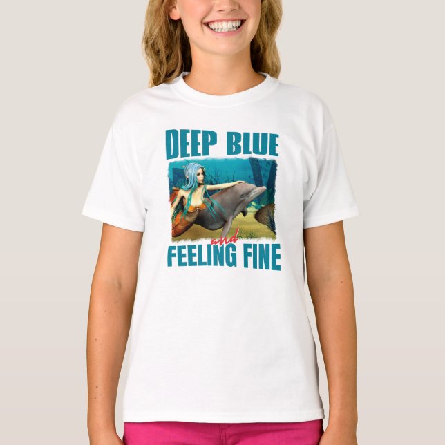 Camiseta Deep Blue y Feed Fine Mermaid and Dolphin (Anverso)