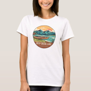 Camiseta Deep Creek Lake Maryland Emblema De Pesca En Bote