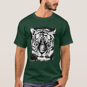 Camiseta Deep Forest Green Color Pop Art Tiger Head Elegant