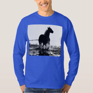 Camiseta Deep Royal Blue Elegant Caballo de Correr Moderno
