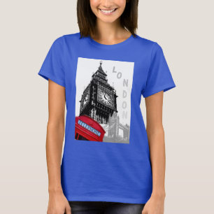 Camiseta Deep Royal Blue London Red Phone Box Big Ben