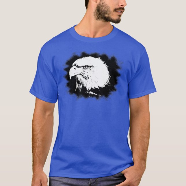 Camiseta Deep Royal Blue Modern de moda Cabeza de águila el (Anverso)