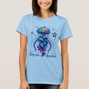 Camiseta Deep Sea Dreamer Jellyfish Blue Art