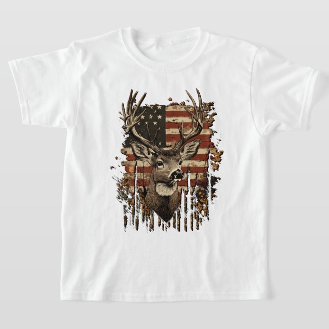 Camiseta Deer, Buck Season USA Flag (Distribución)