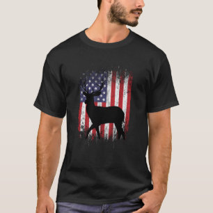 Camiseta Deer cazando la bandera estadounidense Whitetail B