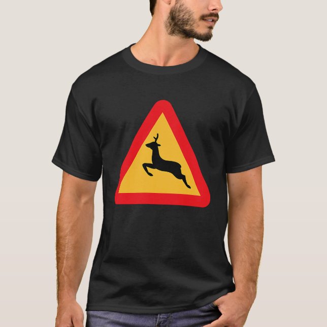 Camiseta Deer Crossing Road Sign (Anverso)