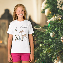 Camiseta Deer de acuarela minimalista y mariposa