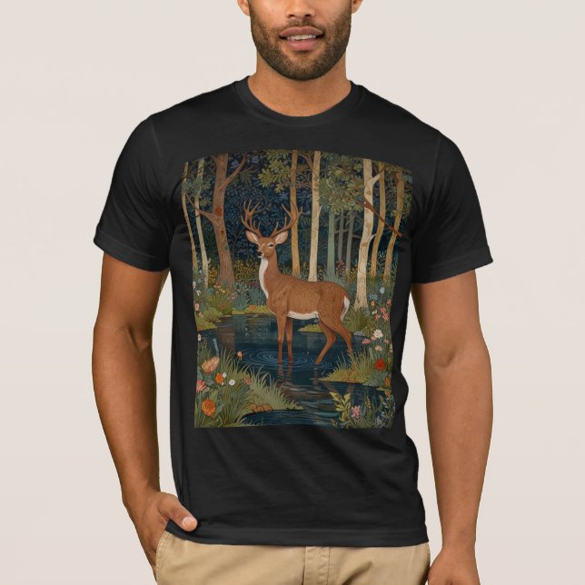 Camiseta Deer de Boho Woodland imprime vegetación forestal  (Anverso)