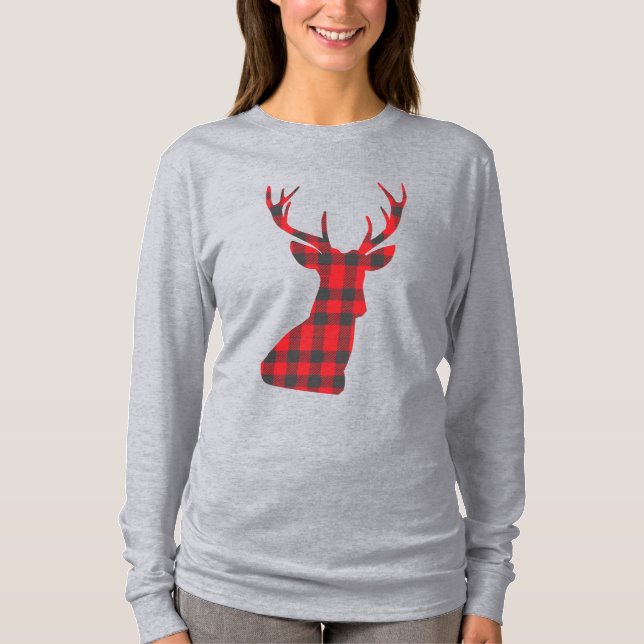 Camiseta Deer de Navidades de Buffalo Plaid (Anverso)