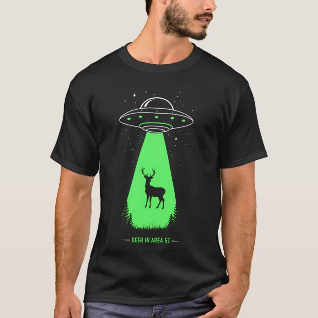 Camiseta Deer En El Área 51 Gracioso Secuestro De Ufo Para  (Anverso)