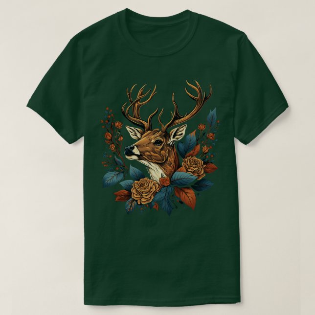 Camiseta Deer floral cúbico (Diseño del anverso)