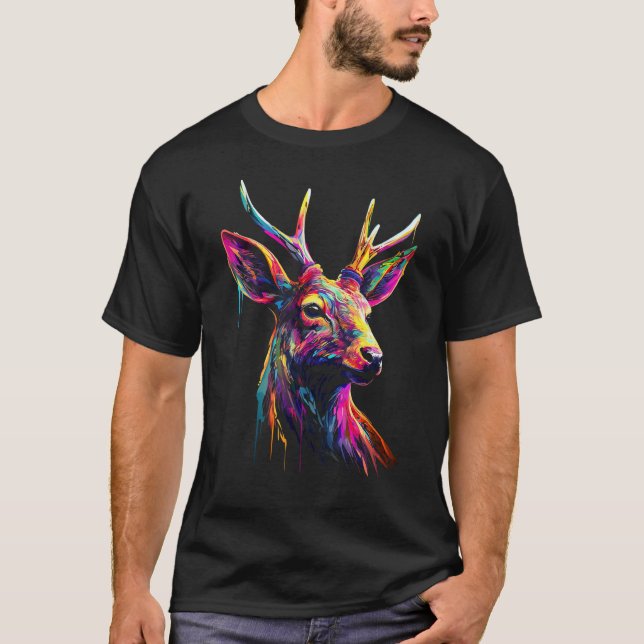 Camiseta Deer Forest Art Animal Colourful Animal Motif Deer (Anverso)