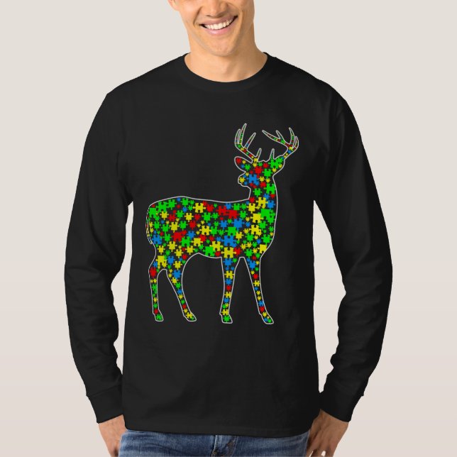 Camiseta Deer Funny Puzzle Animals Autism Awareness (Anverso)