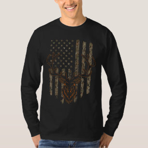 Camiseta Deer Hunter American Flag Tree Camouflage Deer Hun