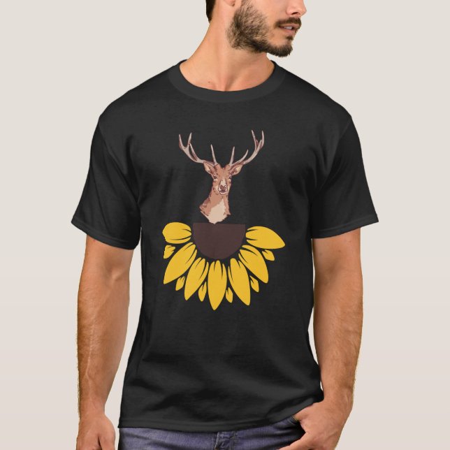 Camiseta Deer Hunter Deer Stuts Print Sunflower Catching De (Anverso)