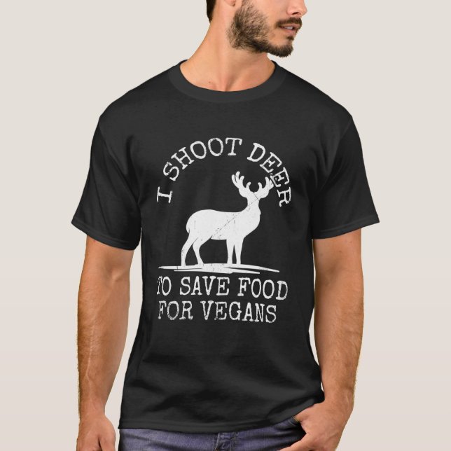 Camiseta Deer Hunter Doe Hunt Venison Eater Anti-Vegan Non- (Anverso)