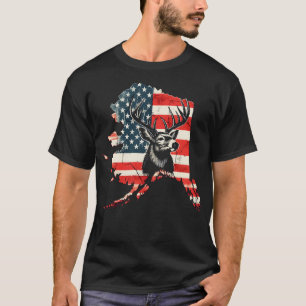 Camiseta Deer Hunter Forest Wildlife Alaska Bandera America