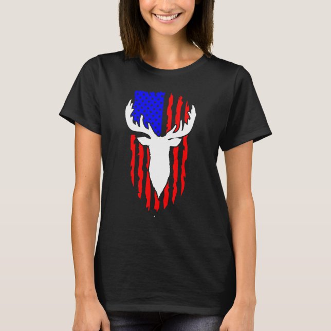 Camiseta Deer Hunting American Flag 4th of July Patriotic U (Anverso)