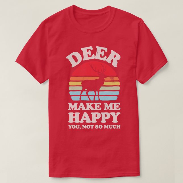 Camiseta Deer Make Me Happy Sunset Retro para los hombres (Diseño del anverso)
