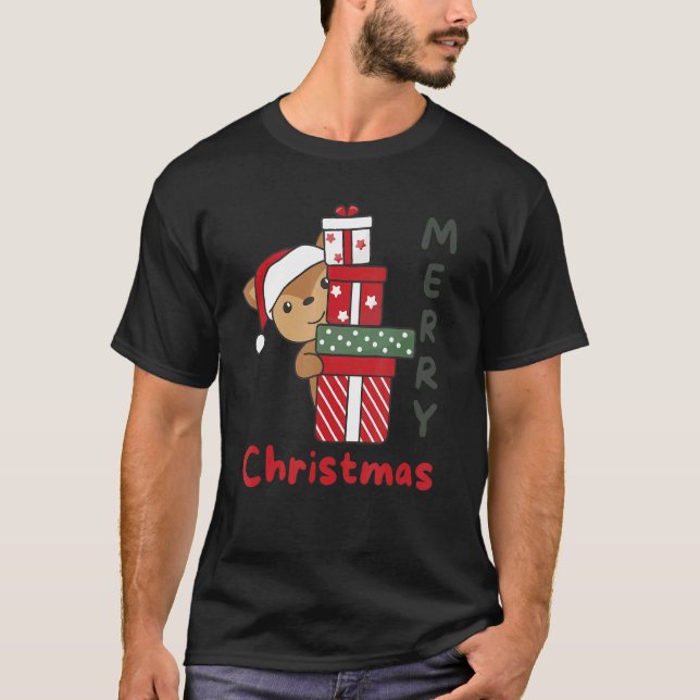 Camiseta Deer Merry Christmas Winter Deer Christmas (Anverso)