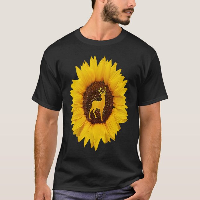 Camiseta Deer Para Hombres Fawn Elk Stag Sunflower (Anverso)