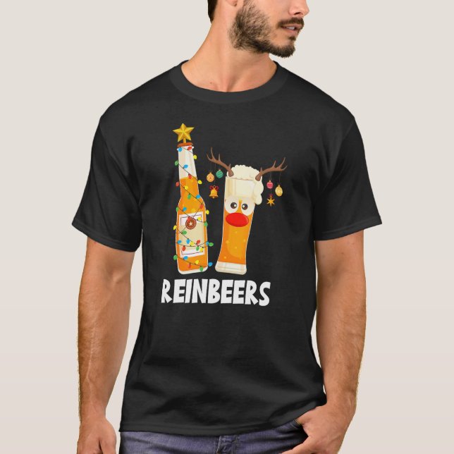 Camiseta Deer Reindeer Beer Christmas Cute Drinking Xmas Me (Anverso)