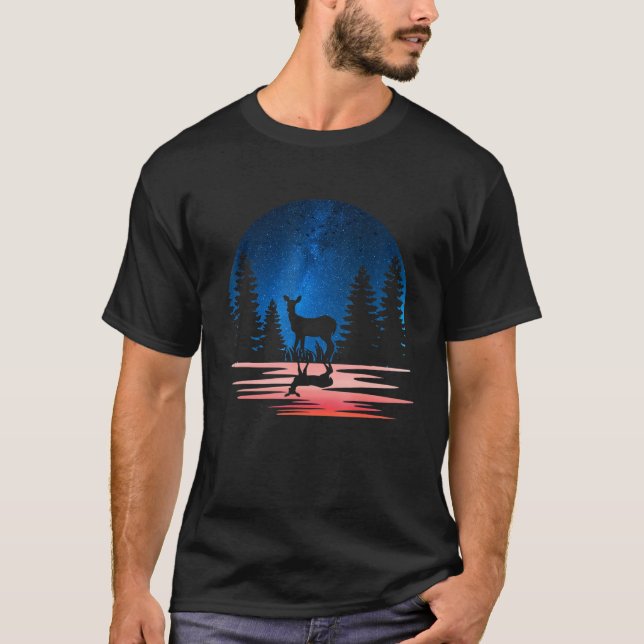 Camiseta deer Silhouette Animal With Forest Cute deer   (Anverso)
