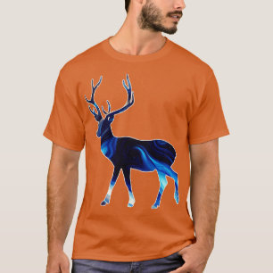 Camiseta Deer Silhouette Resumen Arte Indigo Azul