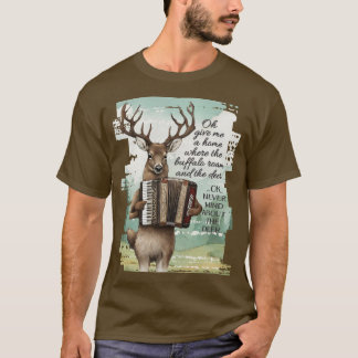 Camiseta Deer tocando acordeón Bufalo Norteamericano Occide